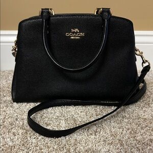Coach Black Satchel with Gold Accents